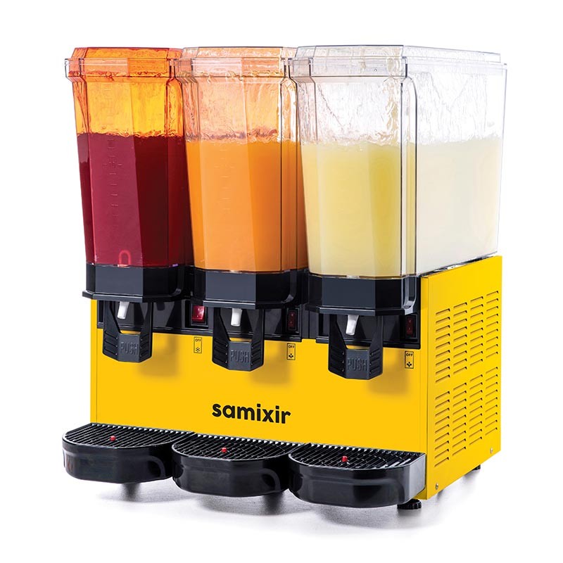 Samixir 60.SSSY, 60.SSSB, 60.SSSI Triple Klasik Fıskiyeli Soğuk İçecek Dispenseri, 20+20+20 L, Sarı