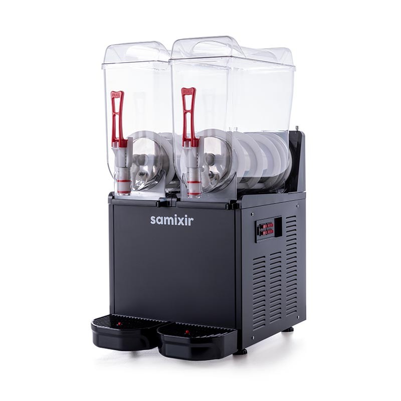 Samixir SLUSH24 Twin Ice Slush Granita Milkshake ve Soğuk Meyve Suyu Dispenseri, 12+12 L, Siyah