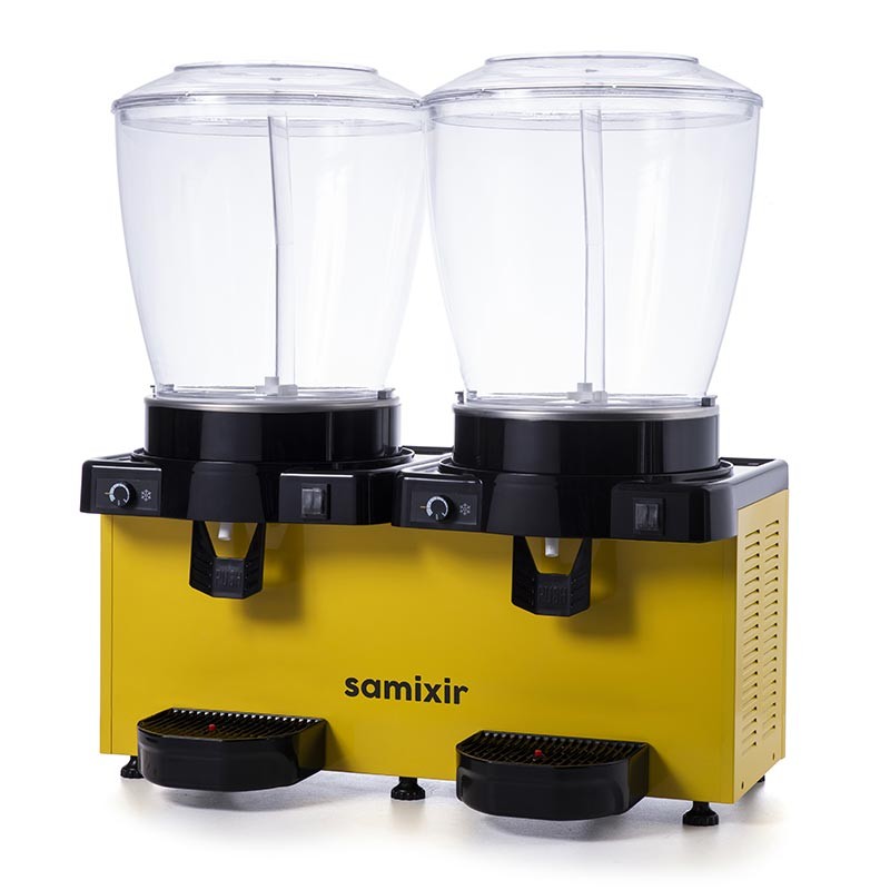 Samixir SS44 Panaromik Analog Twin Soğuk İçecek Dispenseri, 22+22 L, Fıskiyeli, Sarı
