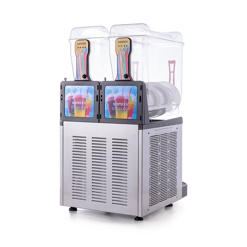 Samixir SLUSH24 Allure Twin Ice Slush Granita Milkshake ve Soğuk Meyve Suyu Dispenseri, 12+12 L, Inox