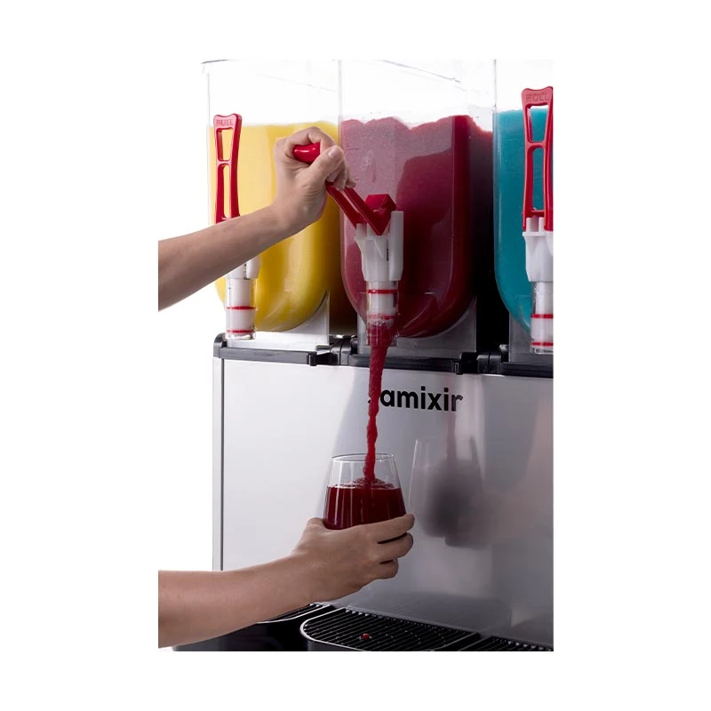 Samixir SLUSH36.Y Ice Slush Triple Milkshake Meyve Suyu Dispenseri, 12+12+12 L, Sarı