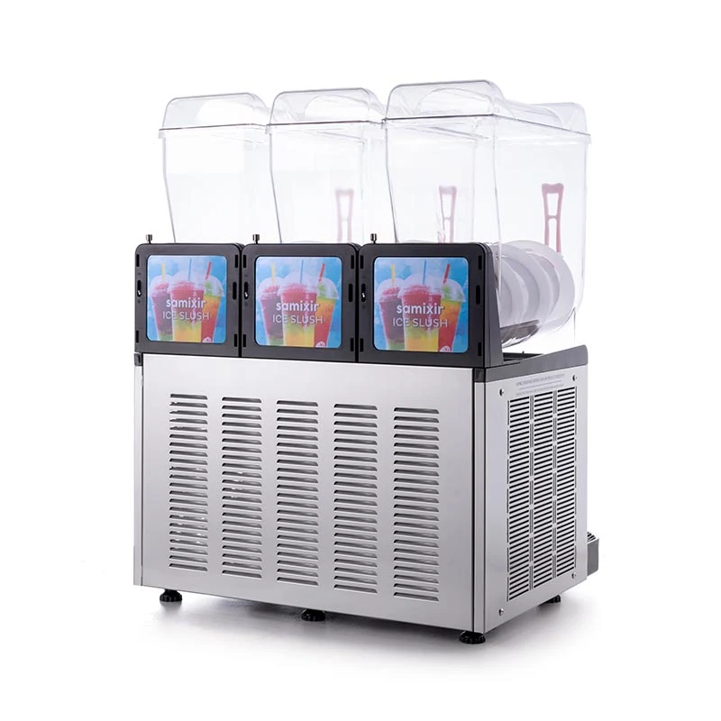 Samixir SLUSH36.I Triple Ice Slush Granita Milkshake ve Soğuk Meyve Suyu Dispenseri, 12+12+12 L, Inox