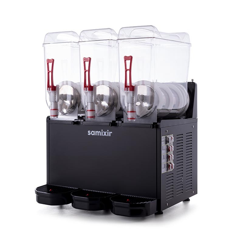 Samixir SLUSH36 Triple Ice Slush Granita Milkshake ve Soğuk Meyve Suyu Dispenseri, 12+12+12 L, Siyah