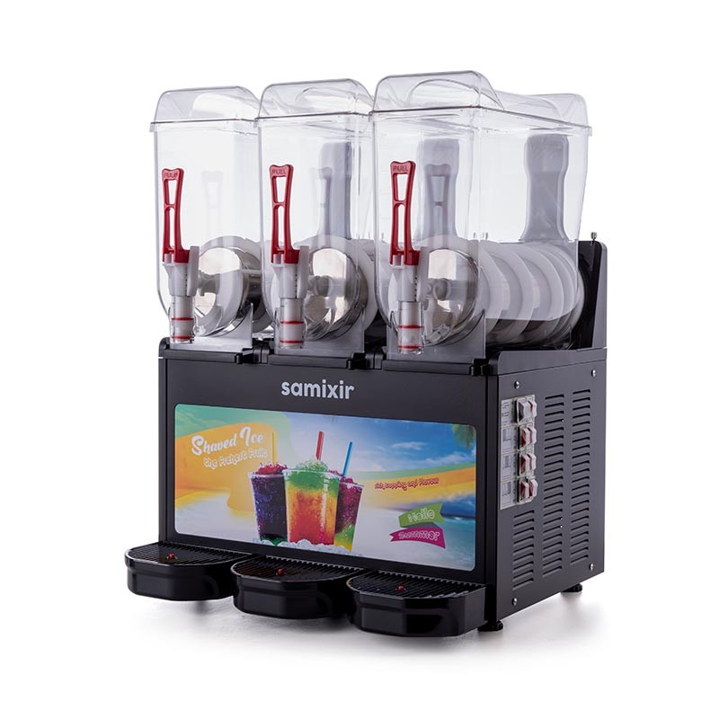 Samixir SLUSH36 Allure Triple Ice Slush Granita Milkshake ve Soğuk Meyve Suyu Dispenseri, 12+12+12 L, Siyah