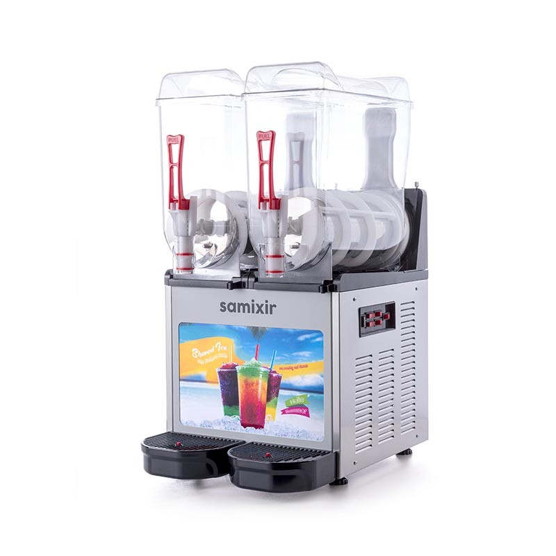 Samixir SLUSH24 Allure Twin Ice Slush Granita Milkshake ve Soğuk Meyve Suyu Dispenseri, 12+12 L, Inox
