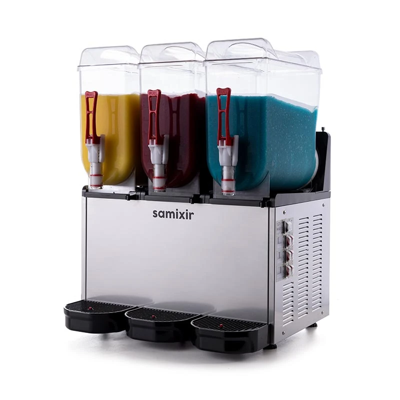 Samixir SLUSH36.I Triple Ice Slush Granita Milkshake ve Soğuk Meyve Suyu Dispenseri, 12+12+12 L, Inox
