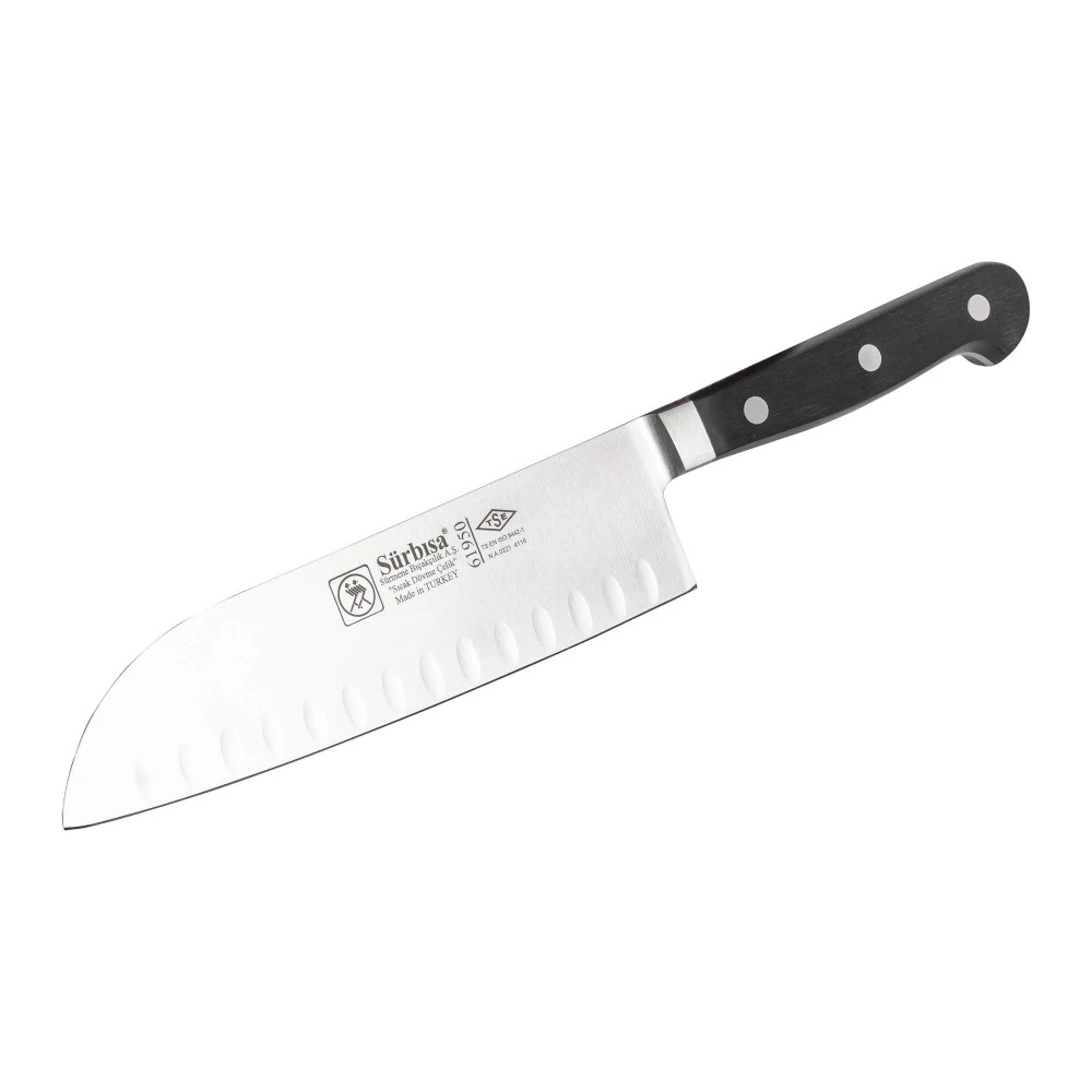 Sürmene Sürbisa 61950 Dövme Oluklu Santoku Şef Bıçağı 18 cm