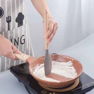 Epinox Silikon Sıyırma Spatulası Ahşap Sap 31,5 cm (ASH-13)