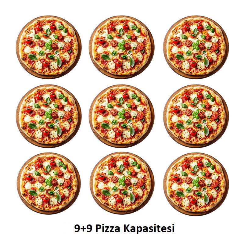 Öztiryakiler 34 cm x 18 Pizza Kapasiteli Mayalama Kabinli 3 Katlı Pizza ve Lahmacun Fırını, Elektrikli