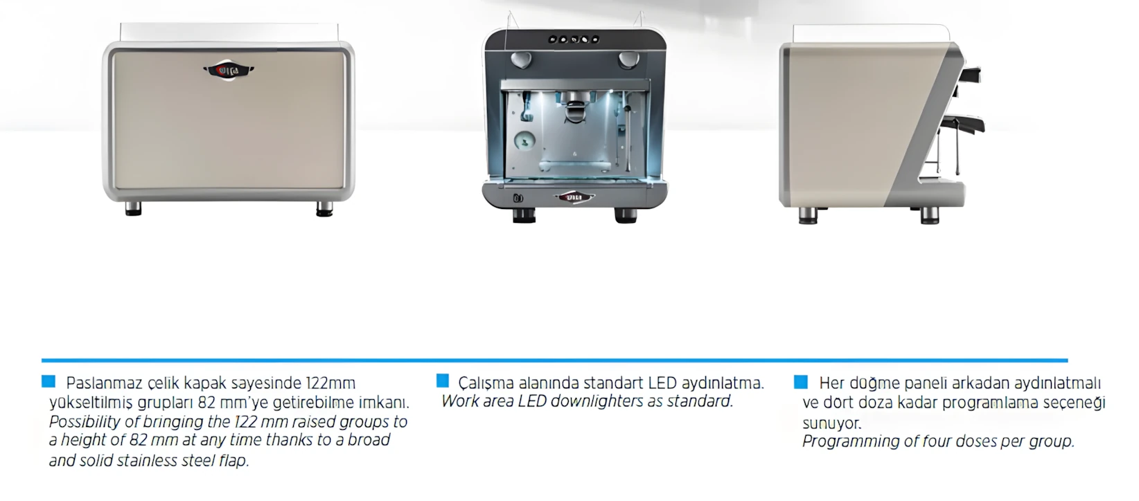 WEGA IO EVD2 Otomatik Espresso Kahve Makinesi, 2 Gruplu Krem rengi