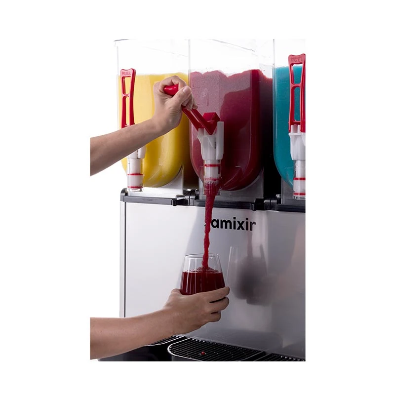 Samixir SLUSH36.I Triple Ice Slush Granita Milkshake ve Soğuk Meyve Suyu Dispenseri, 12+12+12 L, Inox