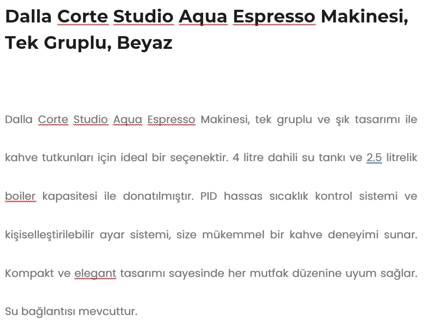 Dalla Corte Studio Aqua Espresso Kahve Makinesi, Tek Gruplu Beyaz, STUDIOAQ-1-W
