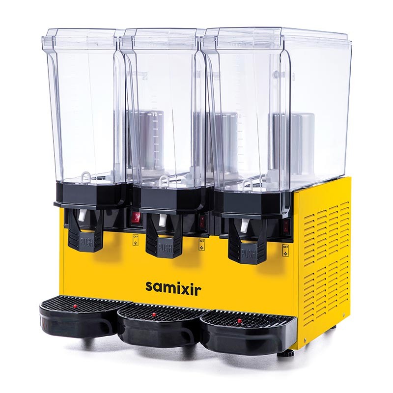 Samixir 60.SSSY, 60.SSSB, 60.SSSI Triple Klasik Fıskiyeli Soğuk İçecek Dispenseri, 20+20+20 L, Sarı