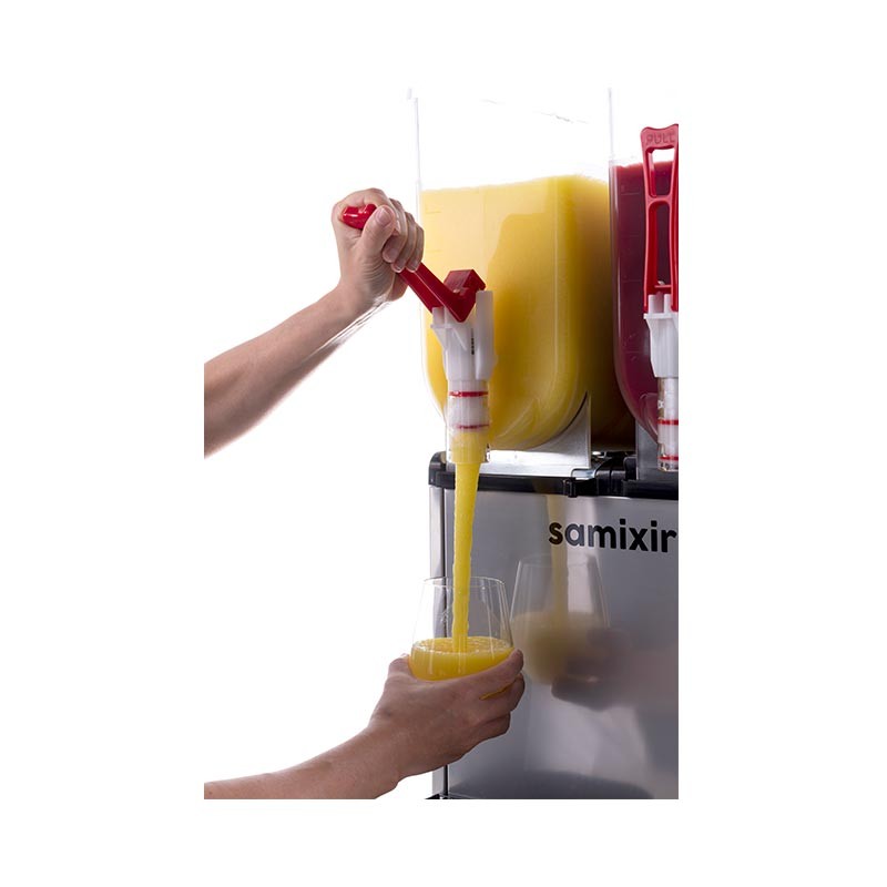 Samixir SLUSH24.I Twin Ice Slush Granita Milkshake ve Soğuk Meyve Suyu Dispenseri, 12+12 L, Inox