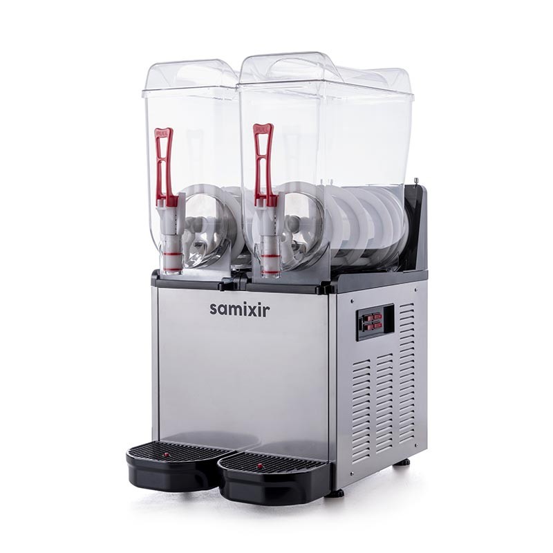 Samixir SLUSH24.I Twin Ice Slush Granita Milkshake ve Soğuk Meyve Suyu Dispenseri, 12+12 L, Inox
