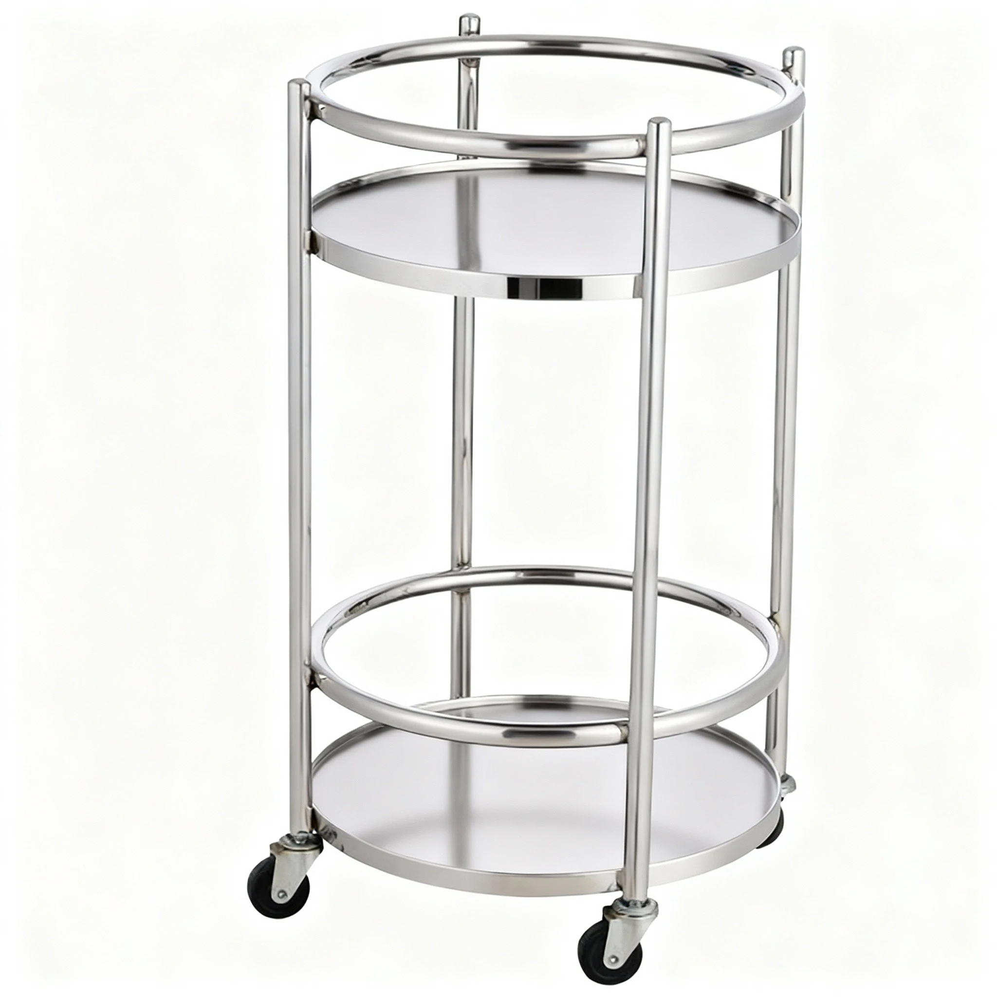 SmartChef Paslanmaz Çelik Yuvarlak Servis Arabası