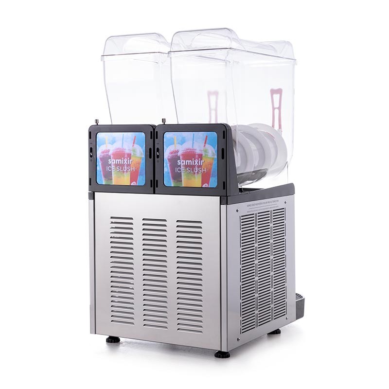 Samixir SLUSH24.I Twin Ice Slush Granita Milkshake ve Soğuk Meyve Suyu Dispenseri, 12+12 L, Inox