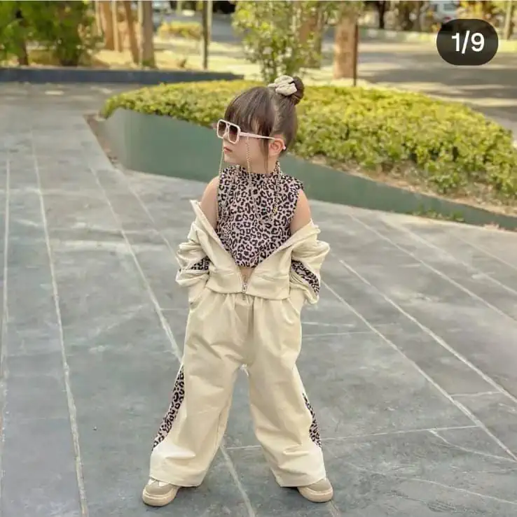 4-14 Yaş KIZ ÇOCUK LEOPAR DETAYLI EŞOFMAN TAKIMI