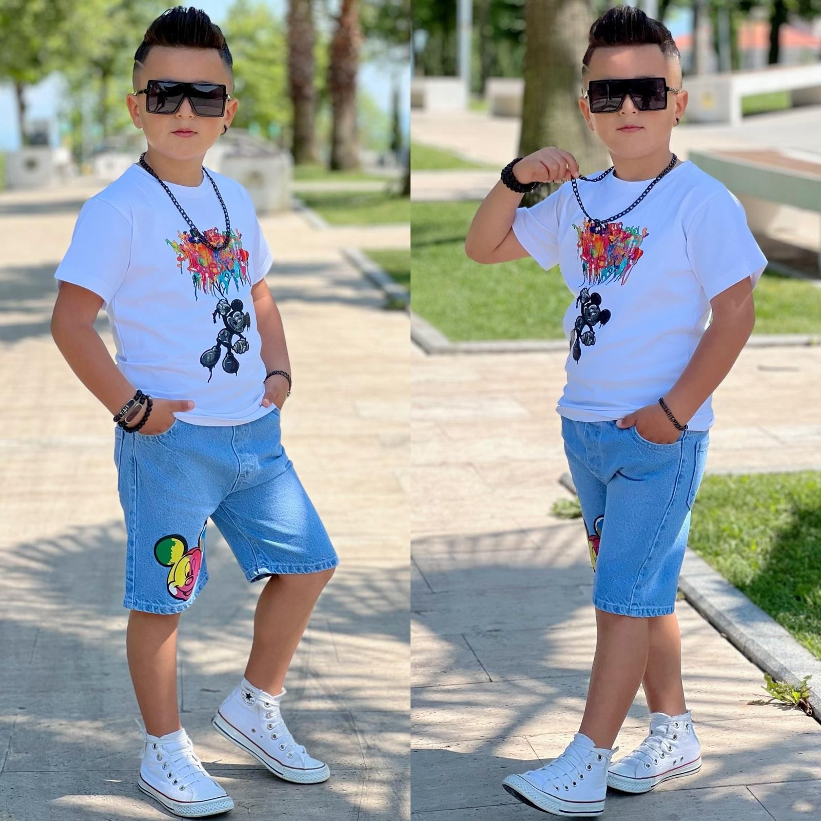 3-10 yaş ERKEK ÇOCUK KOT ŞORTLU TAKIM