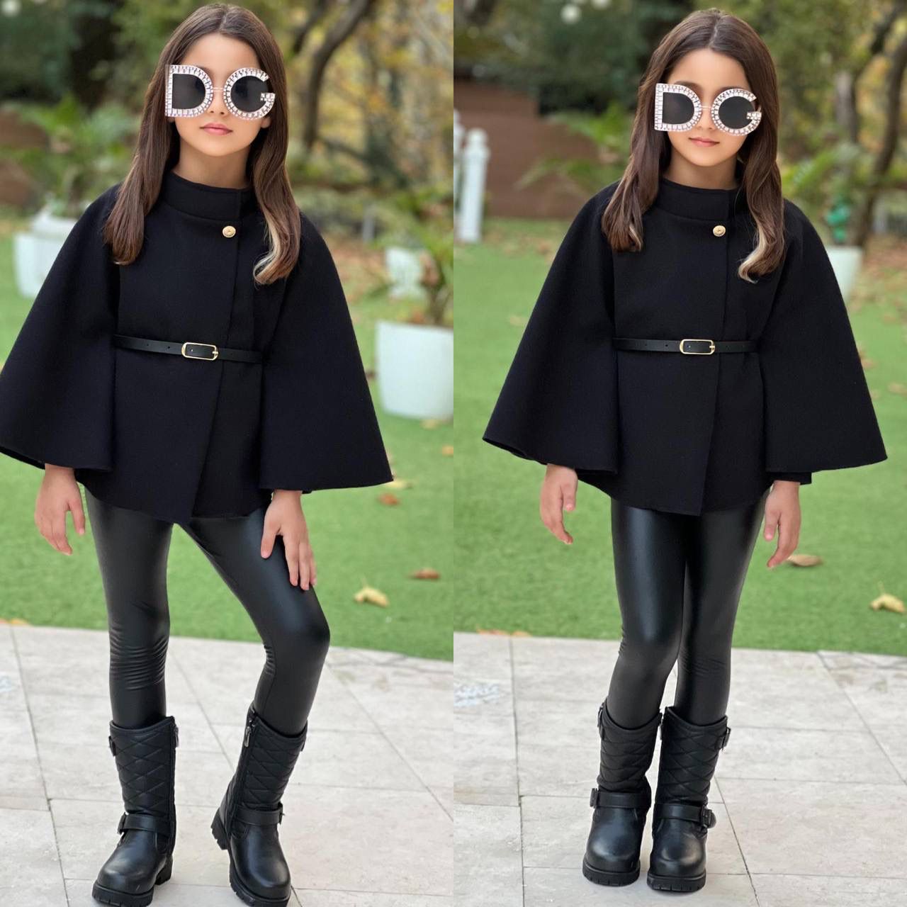 4-14 YAŞ KIZ ÇOCUK PANÇO - siyah