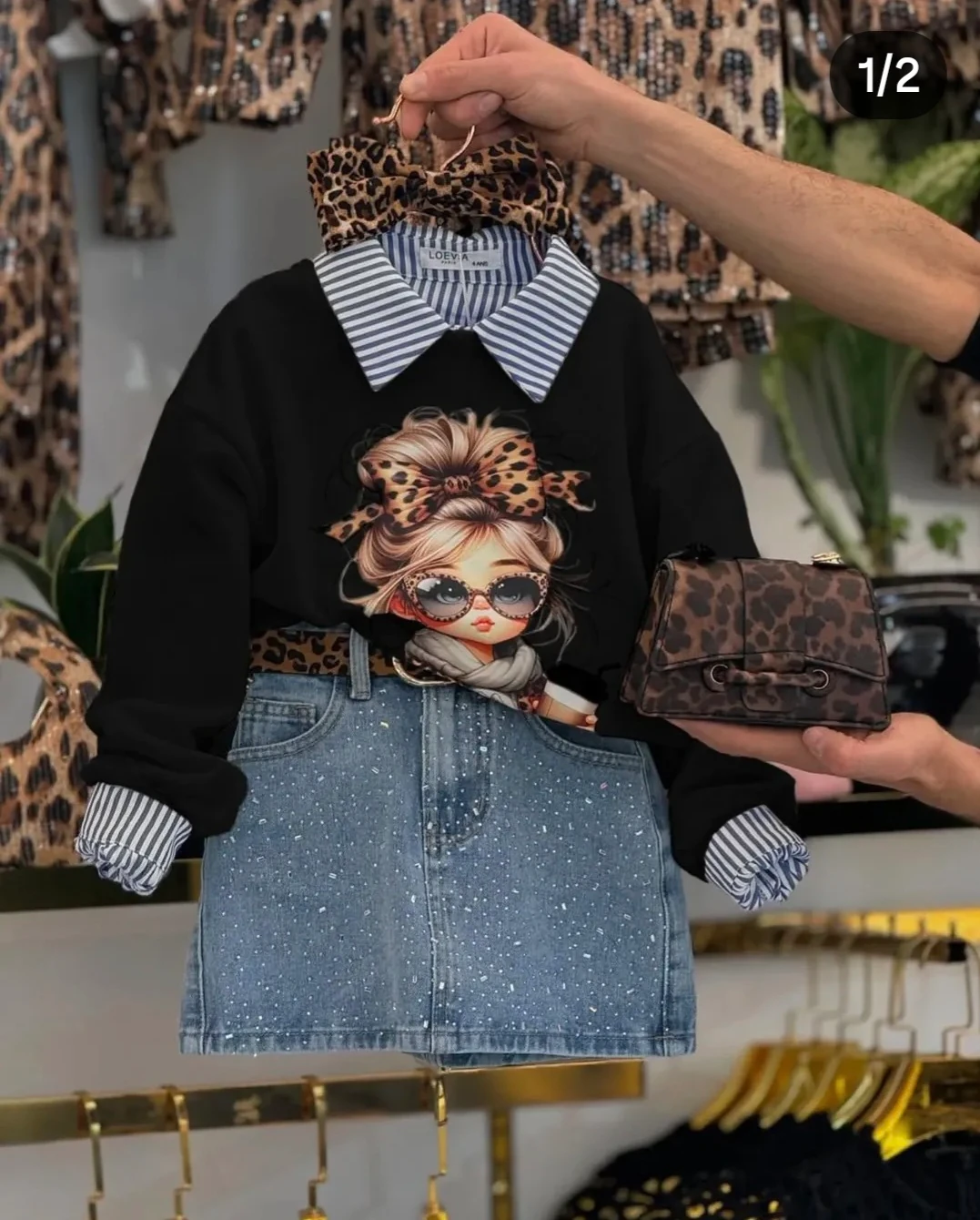 5-13 yaş KIZ ÇOCUK KOT ETEKLI KOMBIN - lacivert