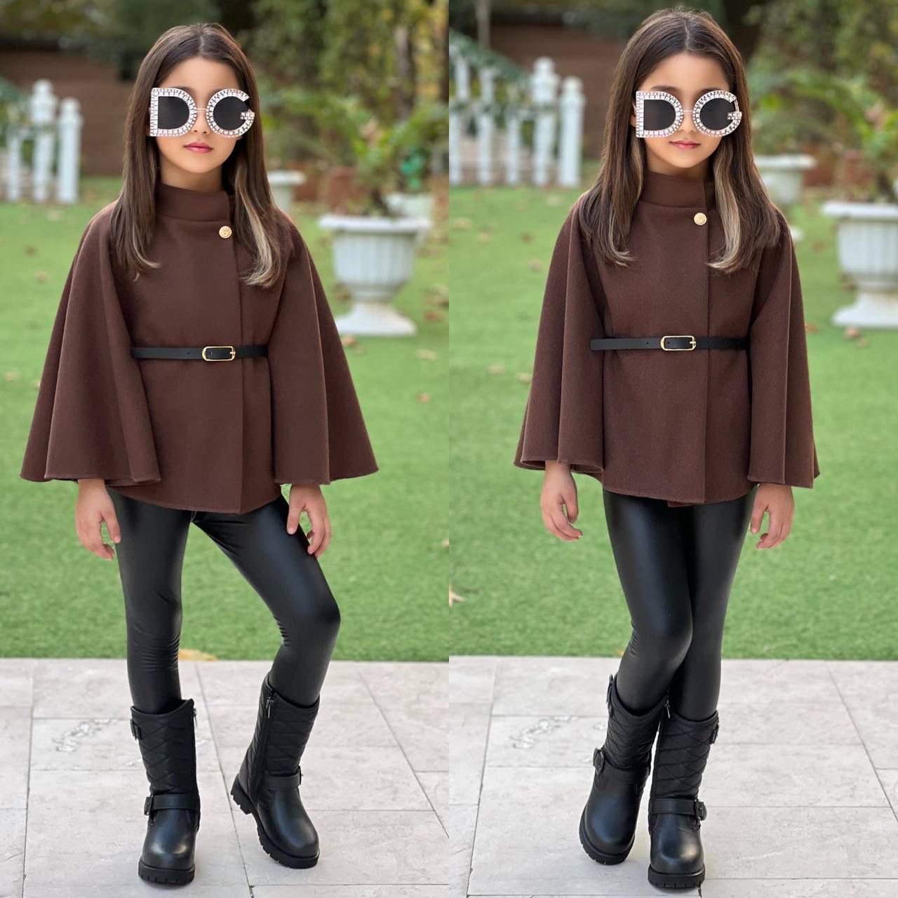 4-14 YAŞ KIZ ÇOCUK PANÇO - koyu kahve