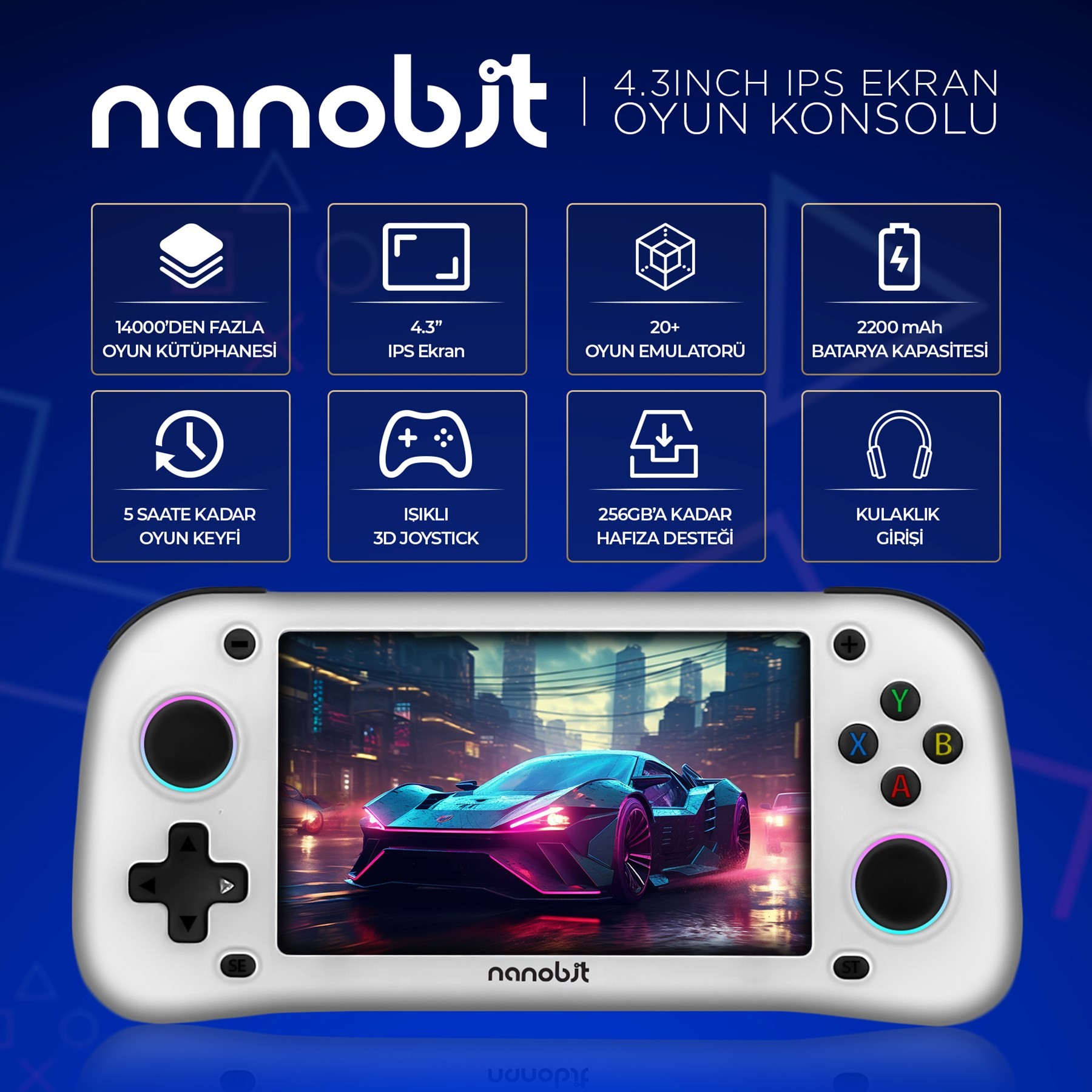 Nanobit 4.3 inch IPS Ekran Oyun Konsolu