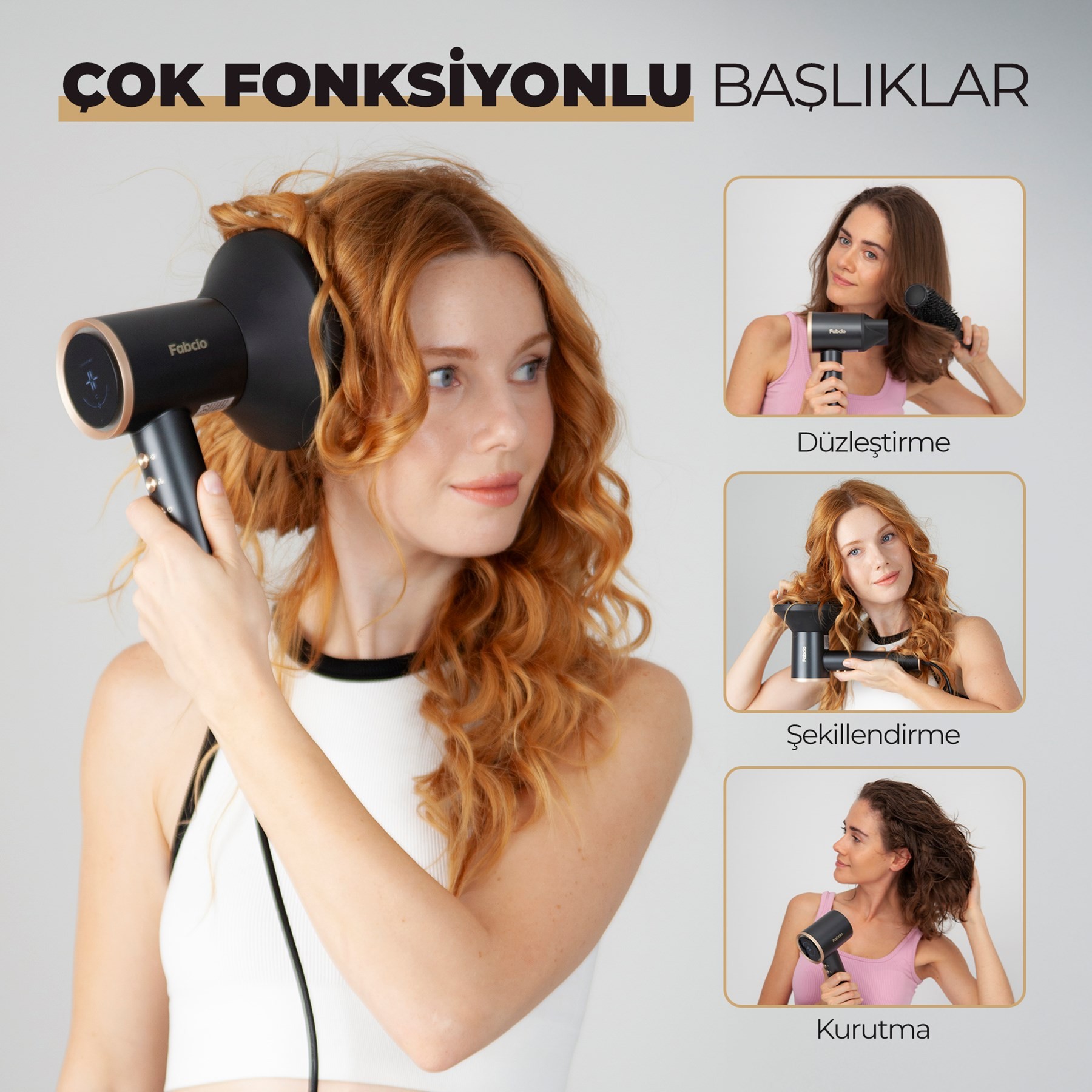 Fabcio AirMax İyonik Bakım Hızlı Saç Kurutma / Şekillendirme Seti
