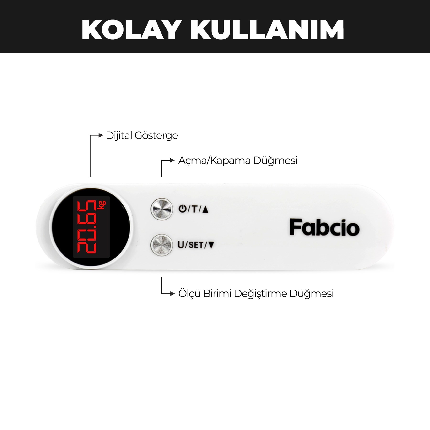 Fabcio FitBag 50Kg Kapasiteli Taşınabilir Dijital Seyahat Tartısı 