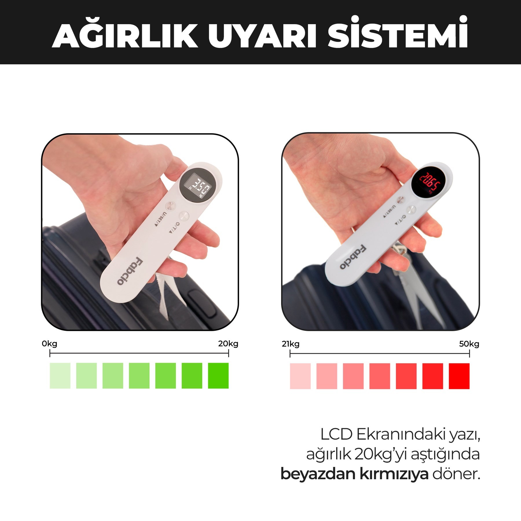 Fabcio FitBag 50Kg Kapasiteli Taşınabilir Dijital Seyahat Tartısı 
