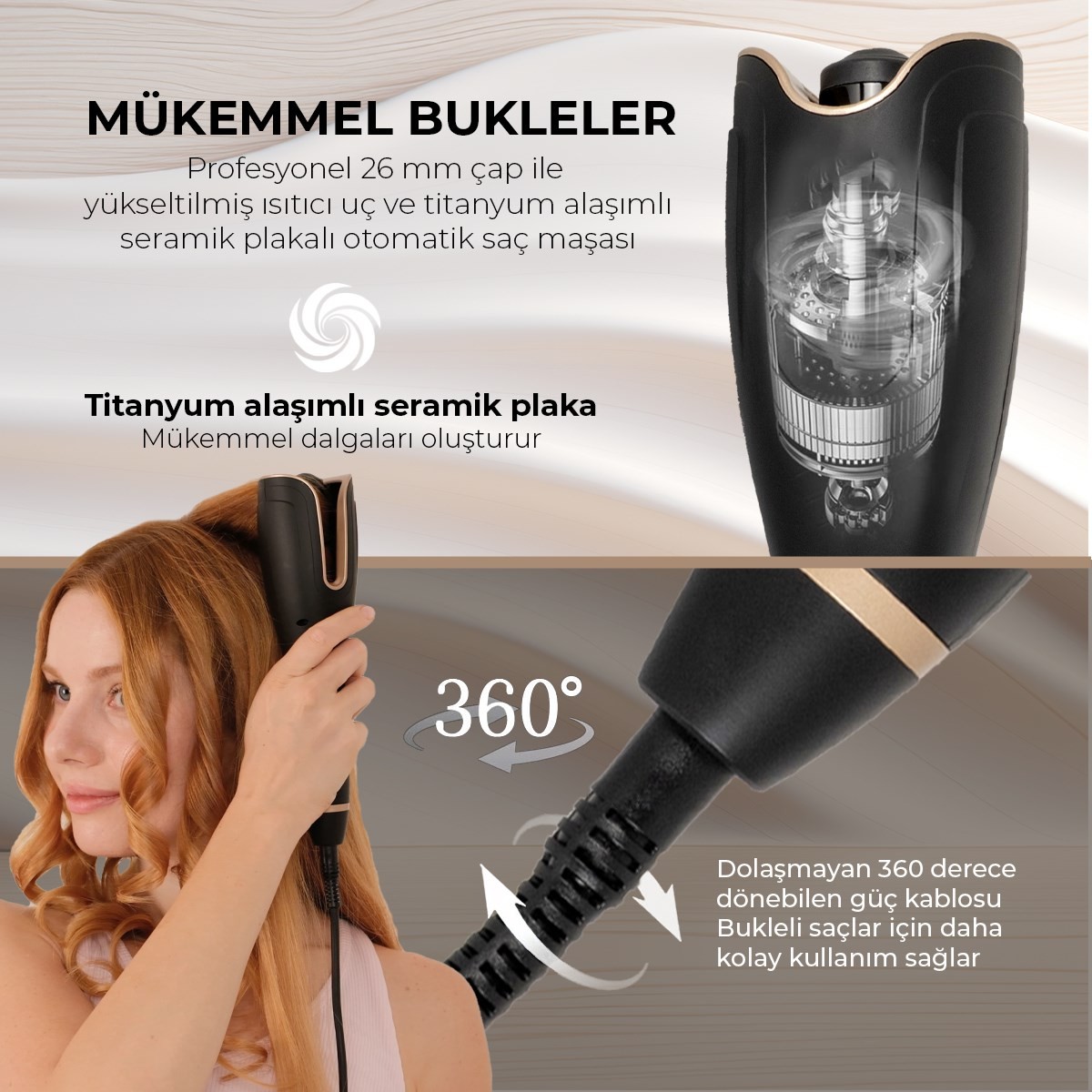 Fabcio AirWave Otomatik Dijital Ekranlı Bukle Maşası 