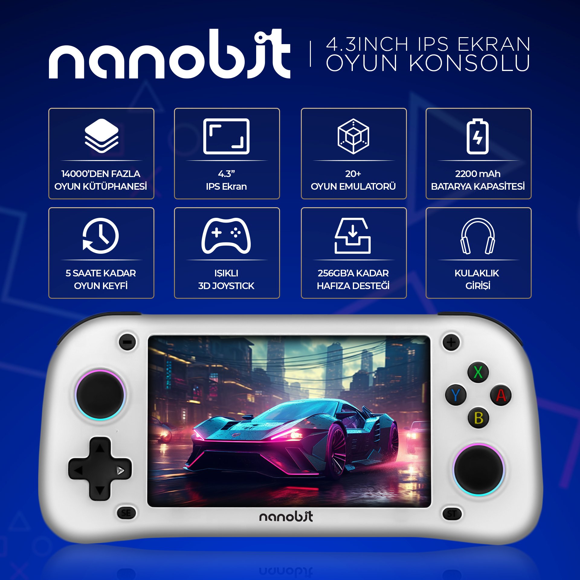 Nanobit 4.3 inch IPS Ekran Oyun Konsolu