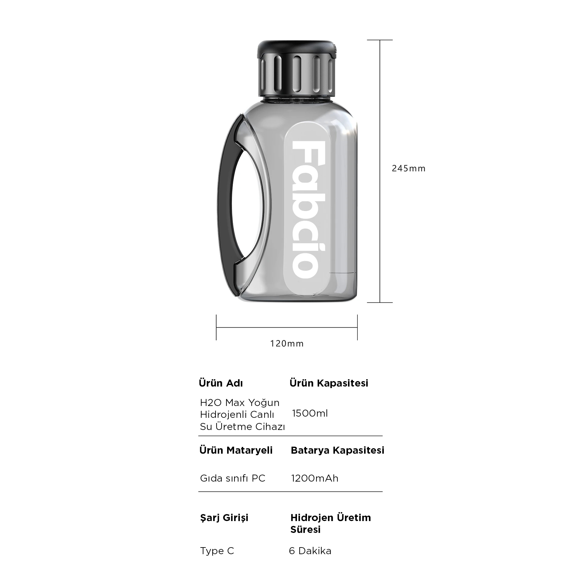 Fabcio H2O Max Hidrojenli Canlı Su Üretme Cihazı