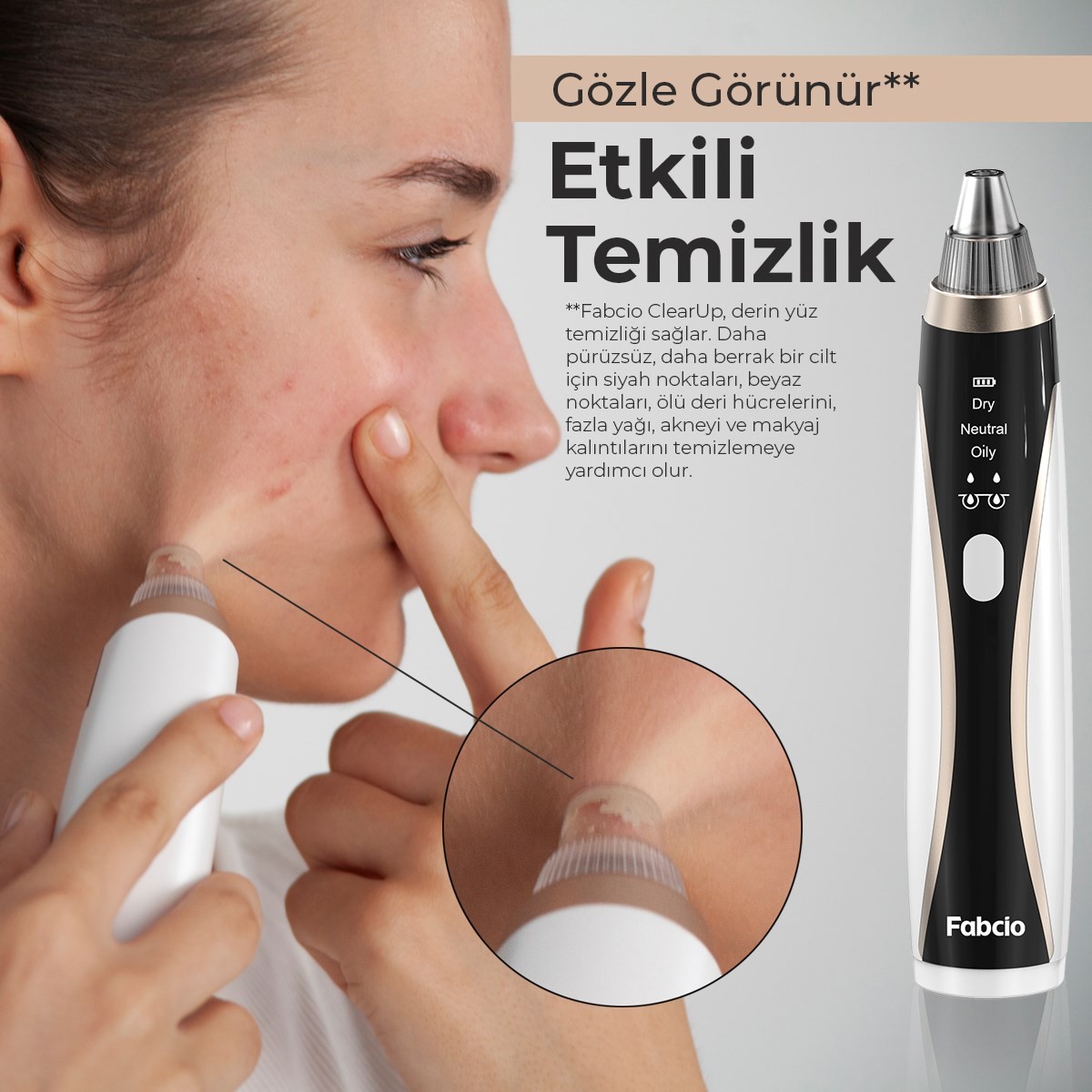 Fabcio ClearUp Yüz Gözenek Siyah Nokta Temizleyici Vakum Kiti