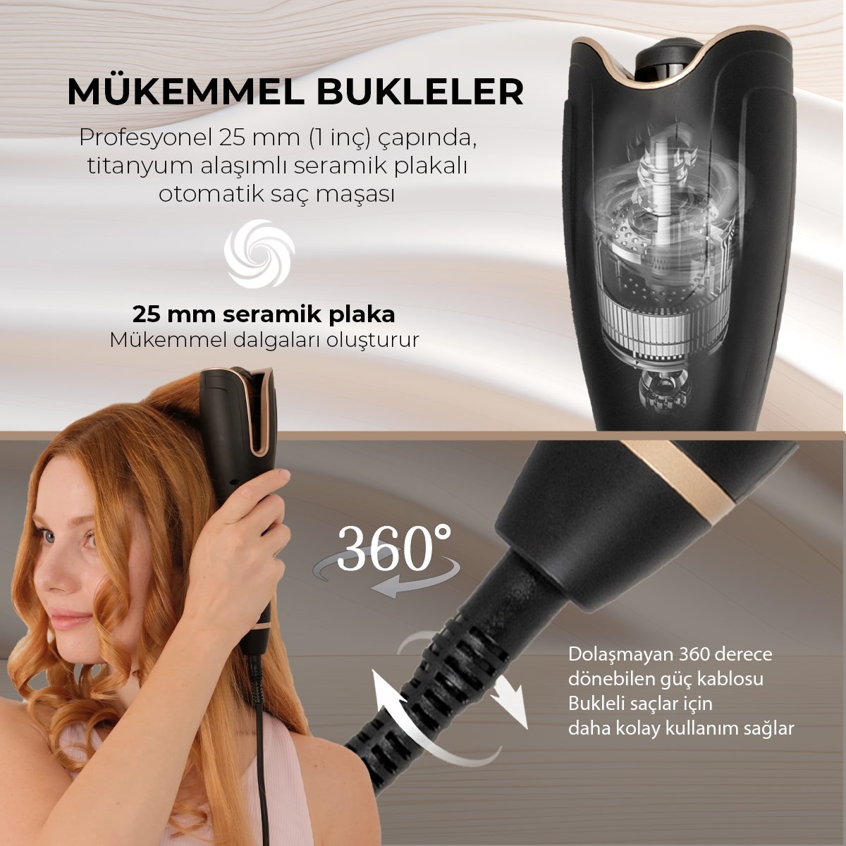 Fabcio AirWave Otomatik Dijital Ekranlı Bukle Maşası 