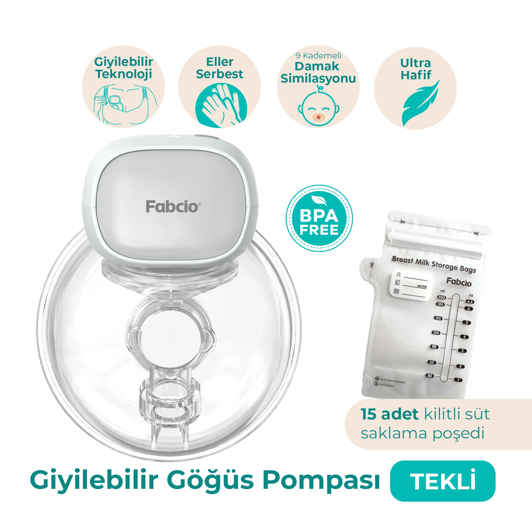 Fabcio Mamma Tekli Giyilebilir Smart Göğüs Pompası