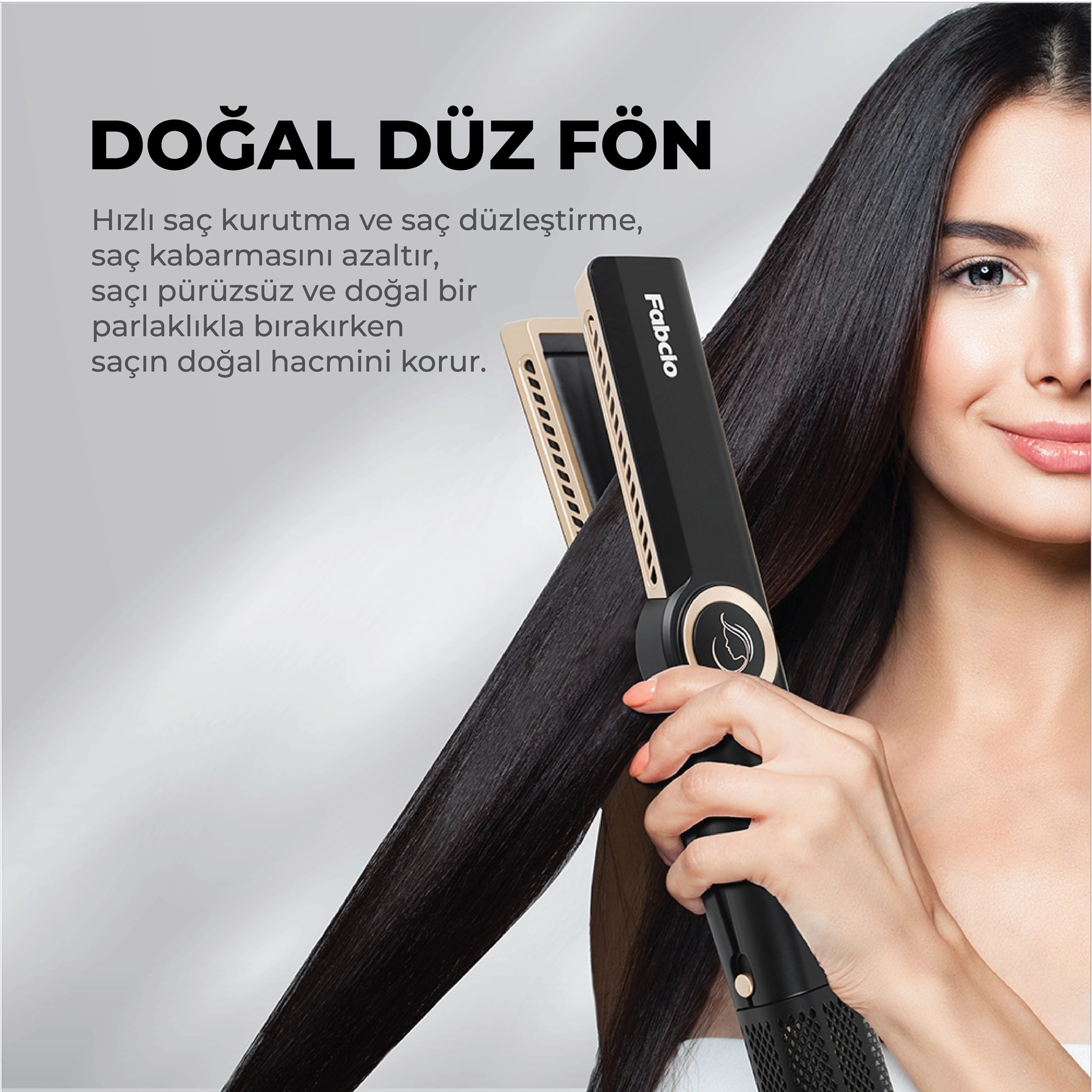 Fabcio Airflow Saç Düzleştirici (Siyah/Gold)