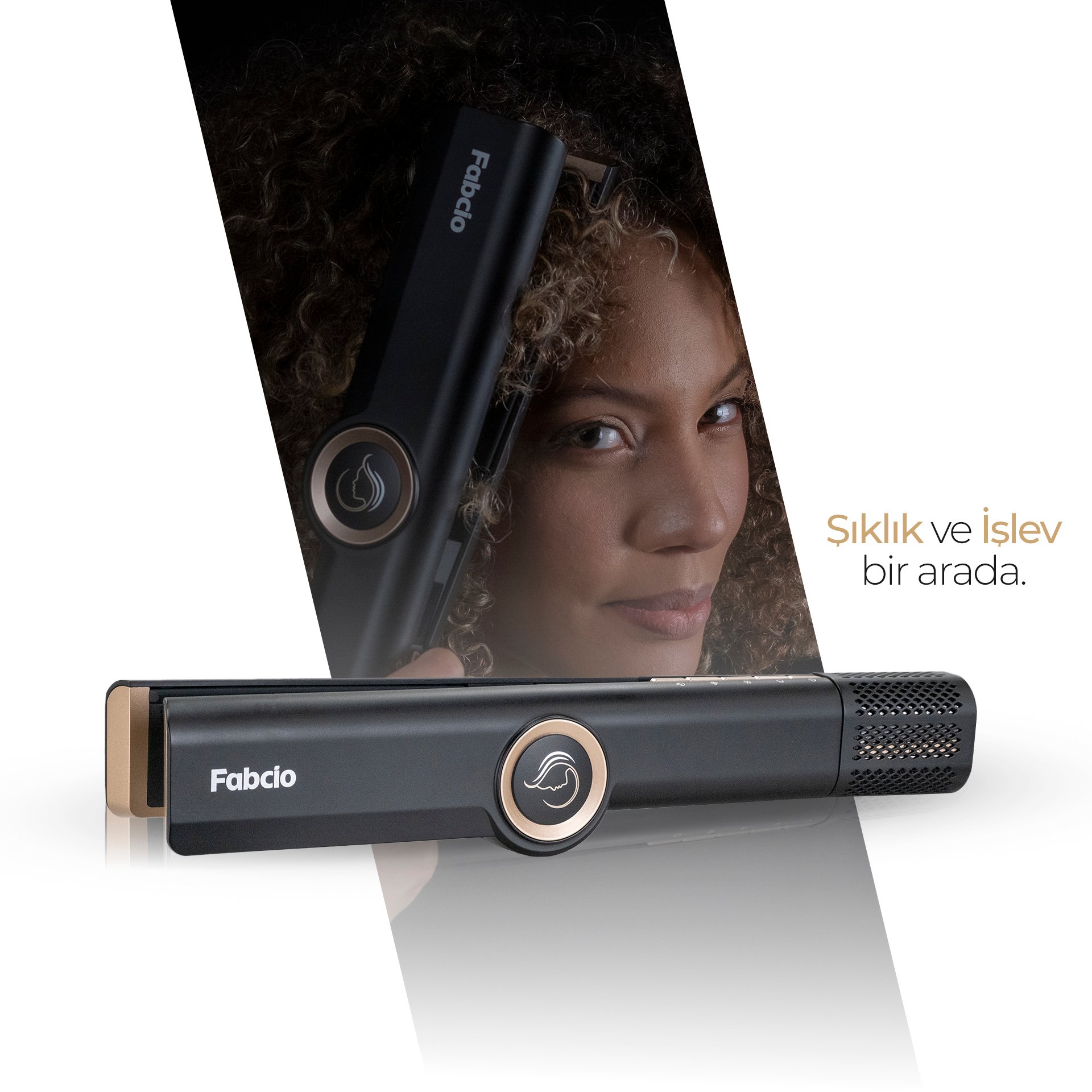 Fabcio Airflow Saç Düzleştirici (Siyah/Gold)