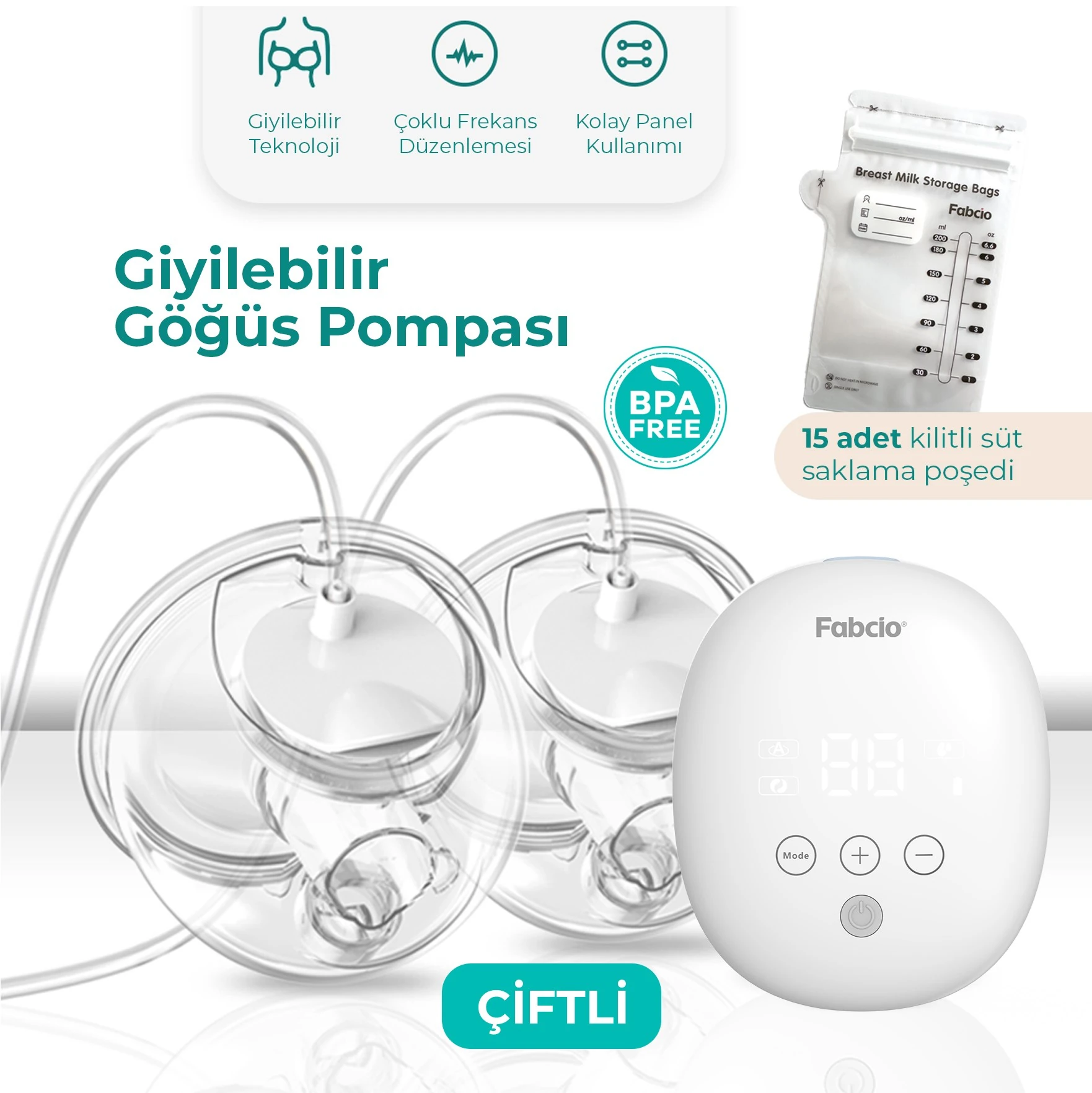 Fabcio Mamma Çiftli Giyilebilir Smart Göğüs Pompası