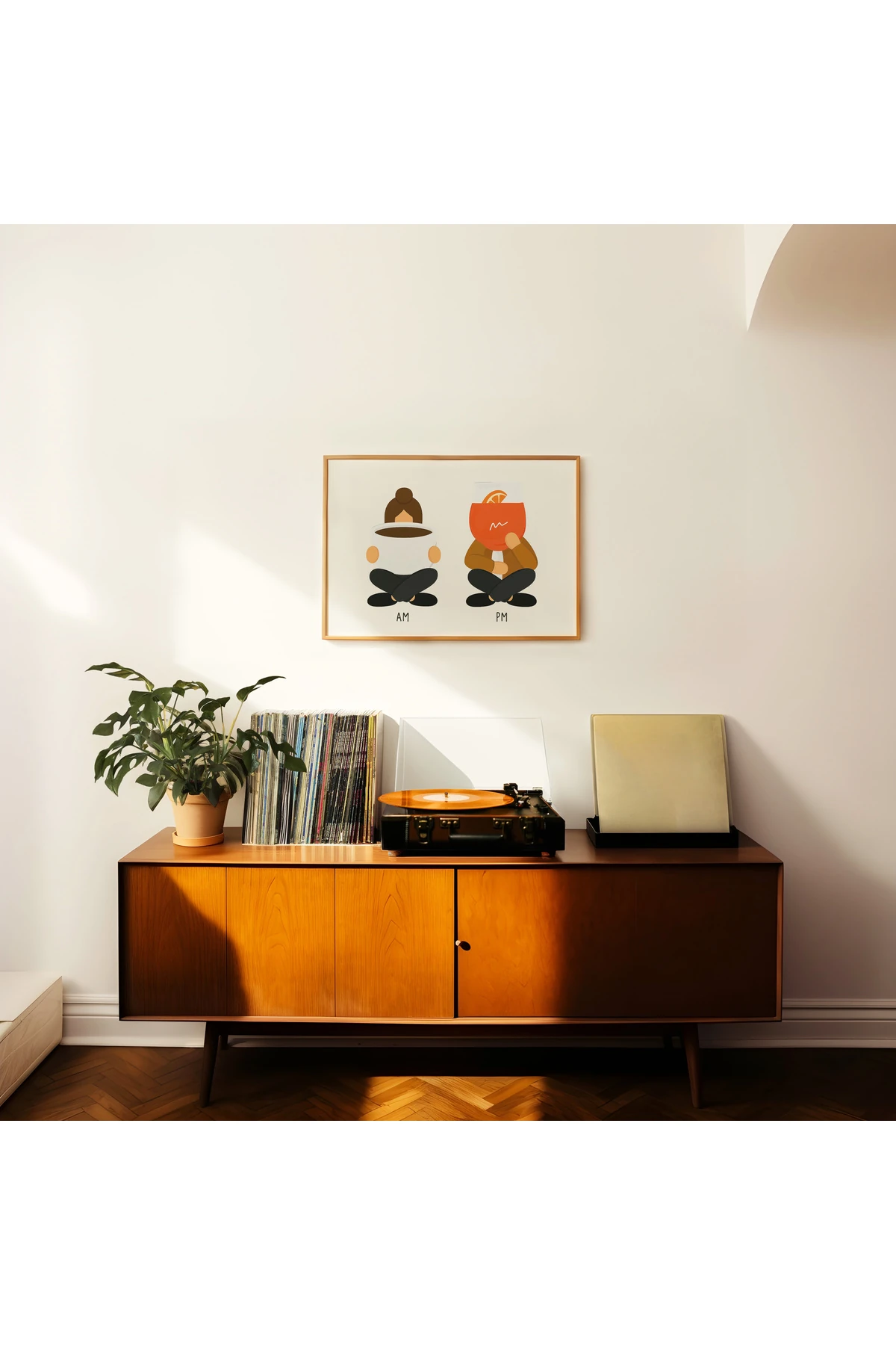 AM PM Poster - Kahve & Kokteyl İllüstrasyonu - Tablo Ölçülerinde Çerçevesiz Poster