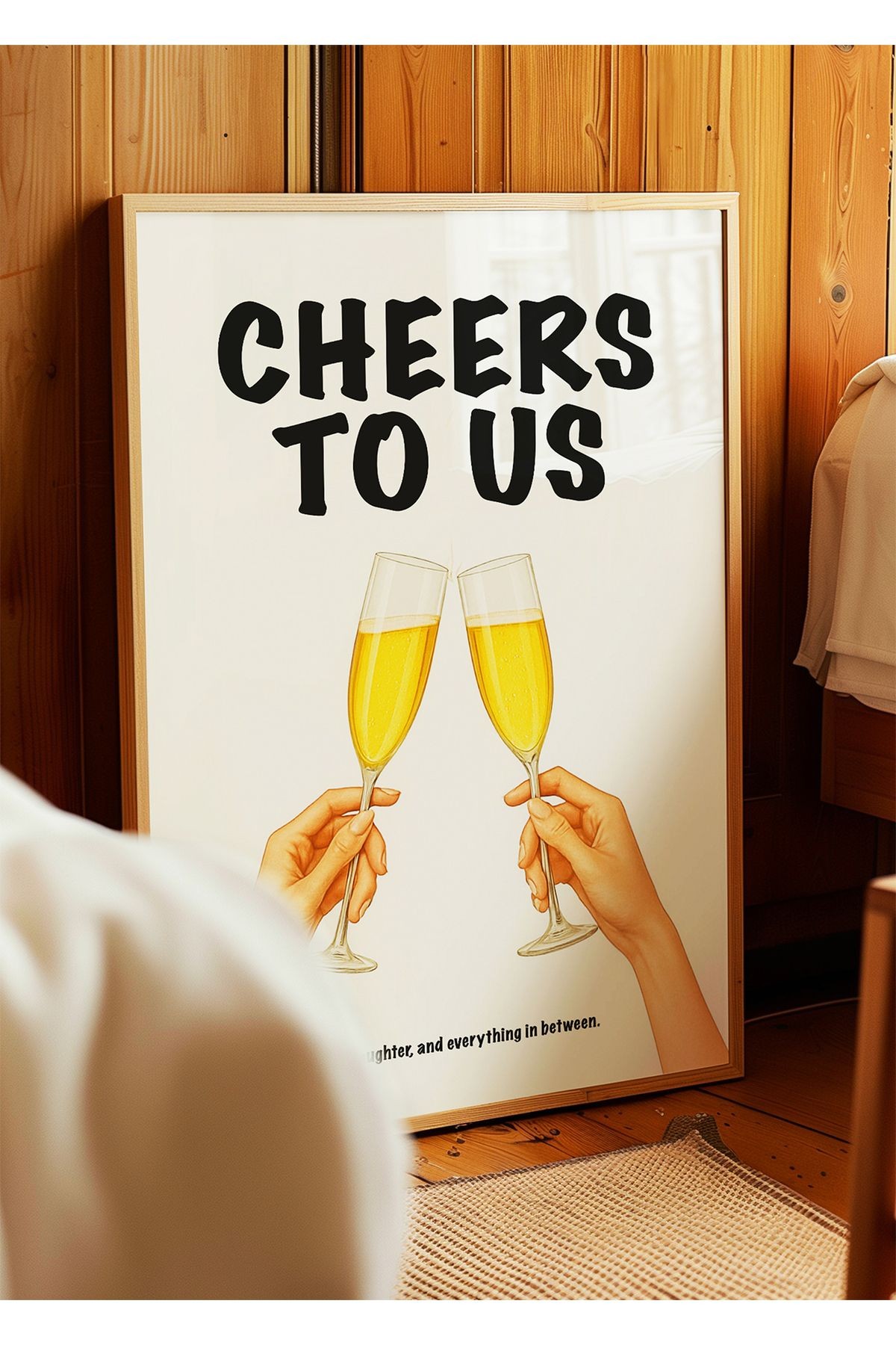 Cheers to Us Poster – Şampanya Kadehli Romantik Duvar Posteri - Çerçevesiz Poster
