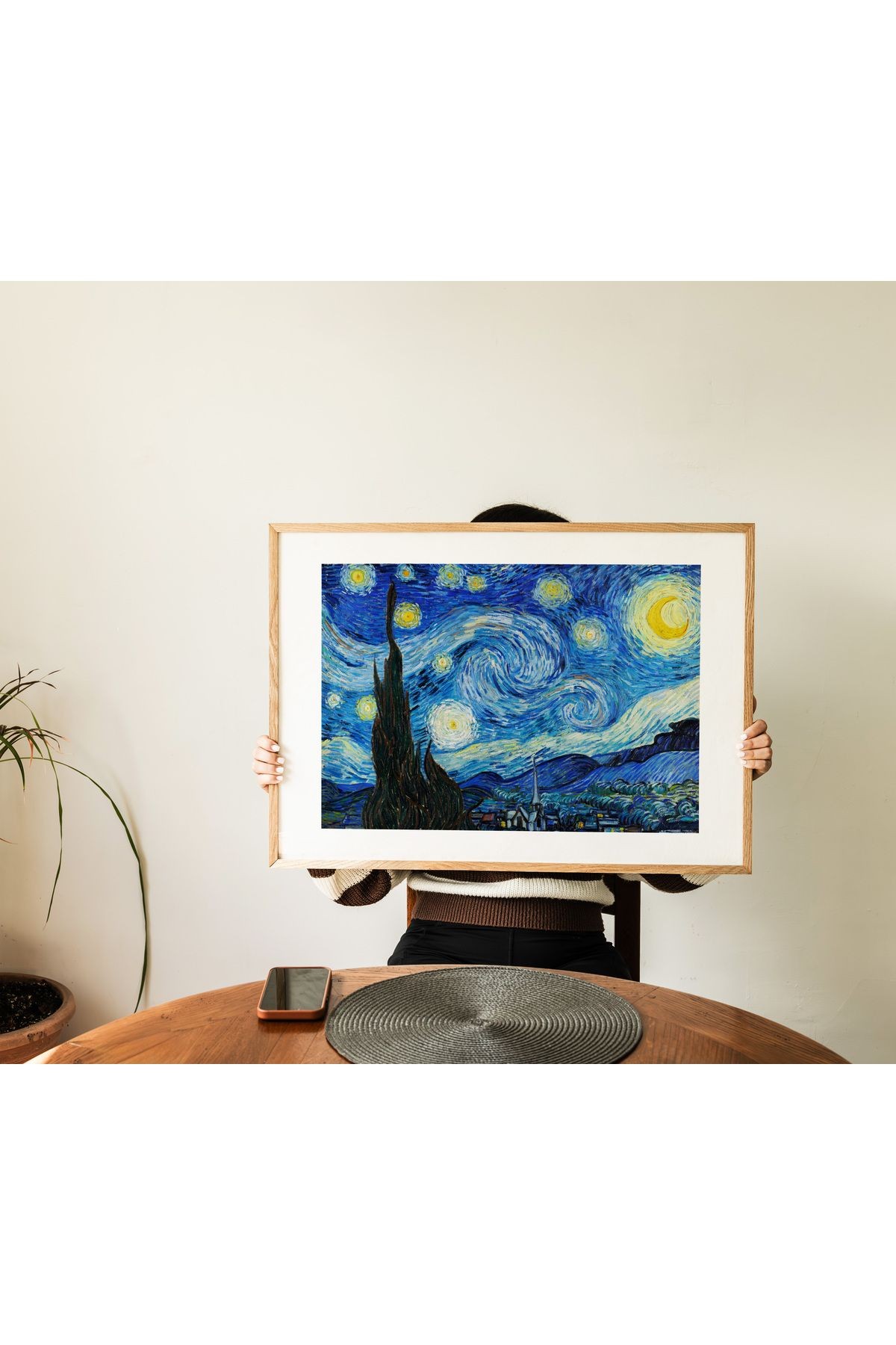 Van Gogh Poster - The Starry Night - Yıldızlı Gece Poster - Tablo Ölçülerinde Çerçevesiz Poster