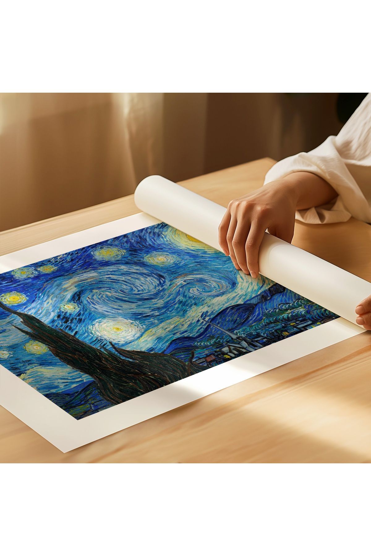 Van Gogh Poster - The Starry Night - Yıldızlı Gece Poster - Tablo Ölçülerinde Çerçevesiz Poster