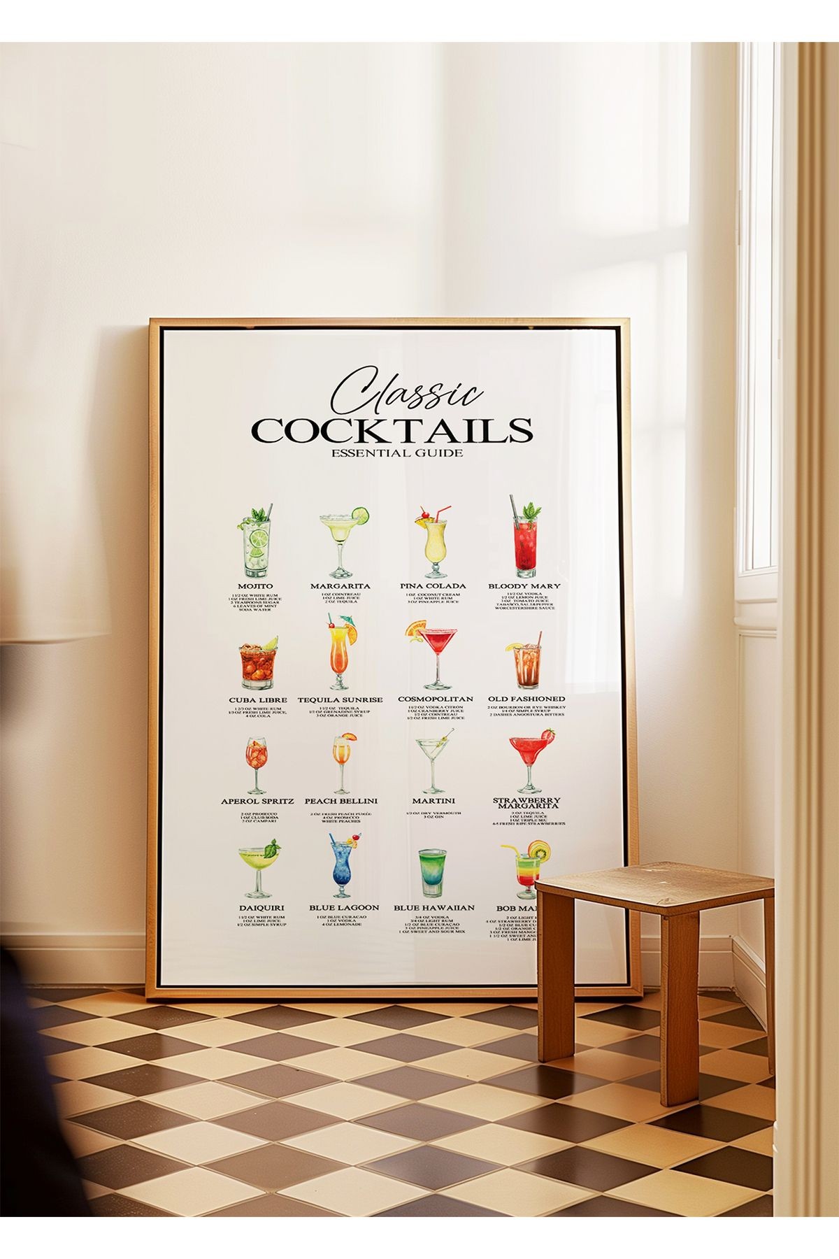 Kokteyl Rehberi Poster - 1 - Tablo Ölçülerinde Yüksek Çözünürlükte Çerçevesiz Poster