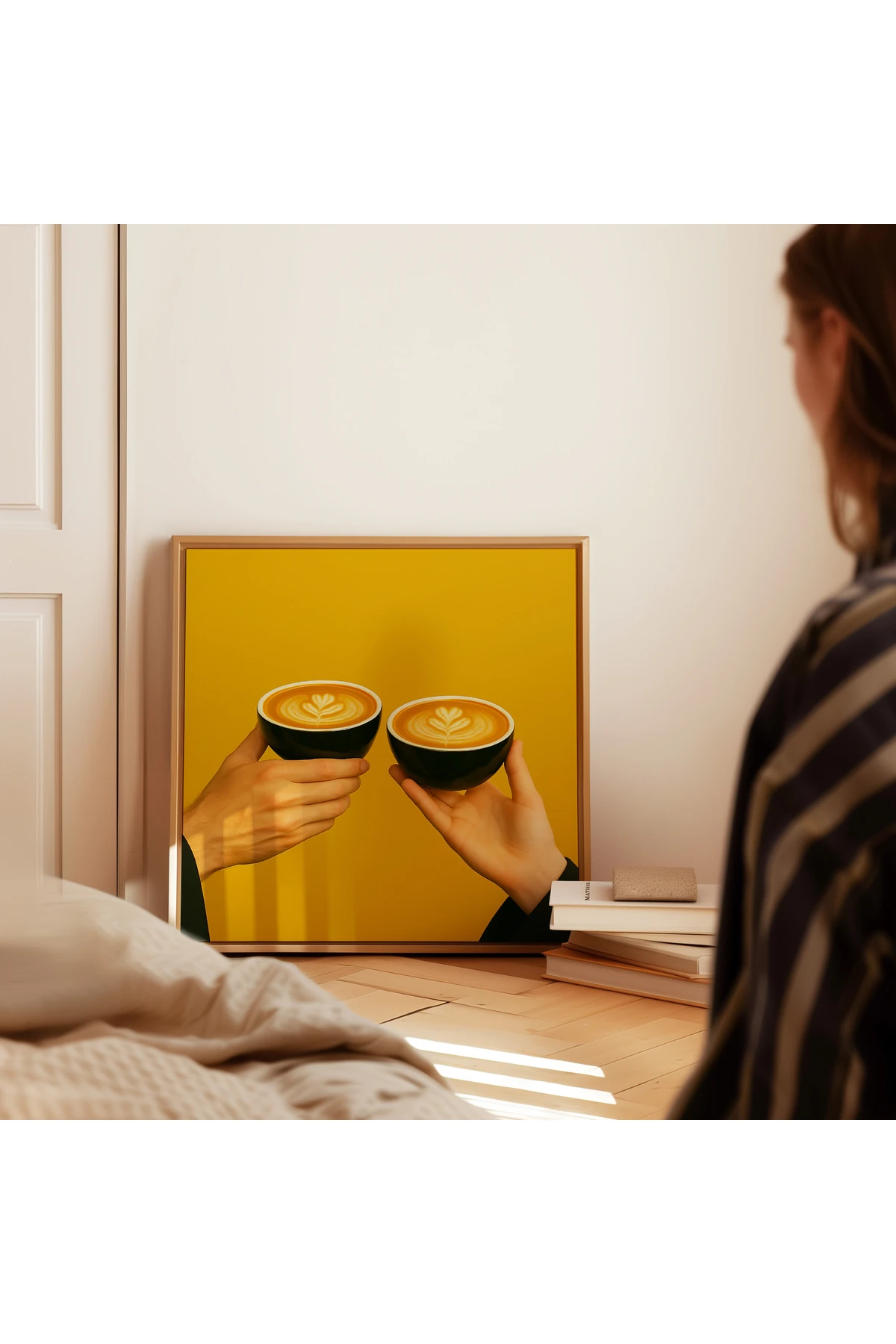 A Cup of Connection - Kahve Koleksiyonu - Kare Poster - Tablo Ölçülerinde Çerçevesiz Poster