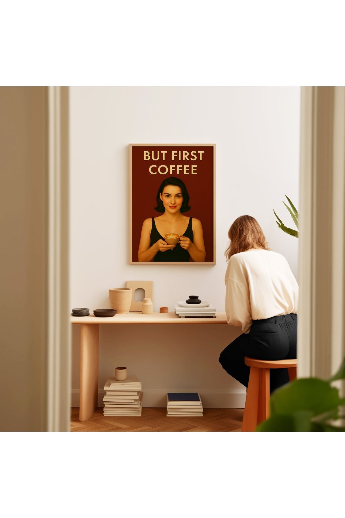 But First Coffee - Dekoratif Kahve Posteri - Tablo Ölçülerinde Çerçevesiz Poster