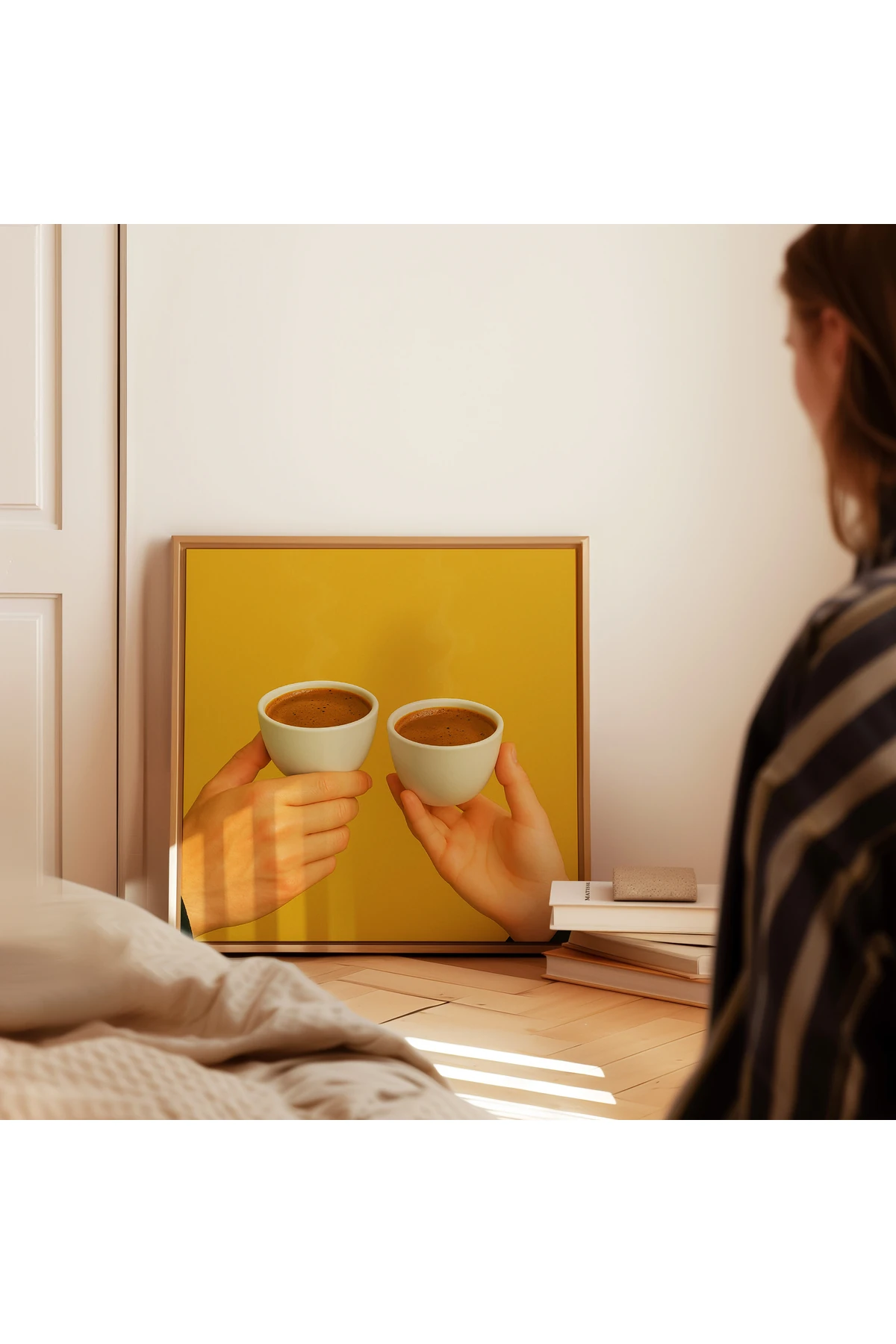 A Cup of Connection - Kahve Koleksiyonu - Kare Poster - Tablo Ölçülerinde Çerçevesiz Poster