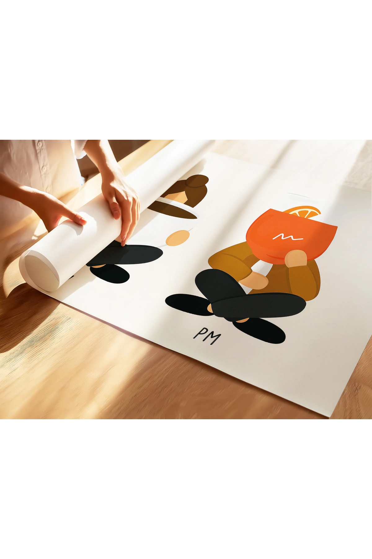 AM PM Poster - Kahve & Kokteyl İllüstrasyonu - Tablo Ölçülerinde Çerçevesiz Poster