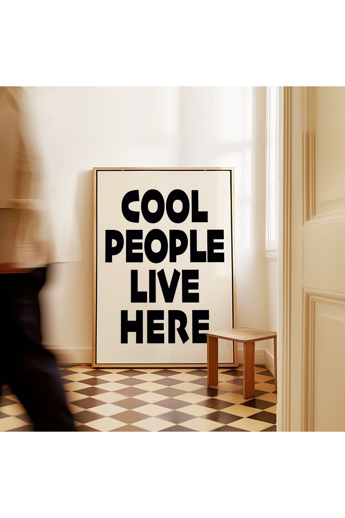 COOL PEOPLE LIVE HERE Poster – Modern Tipografi Duvar Yazısı - Çerçevesiz Poster