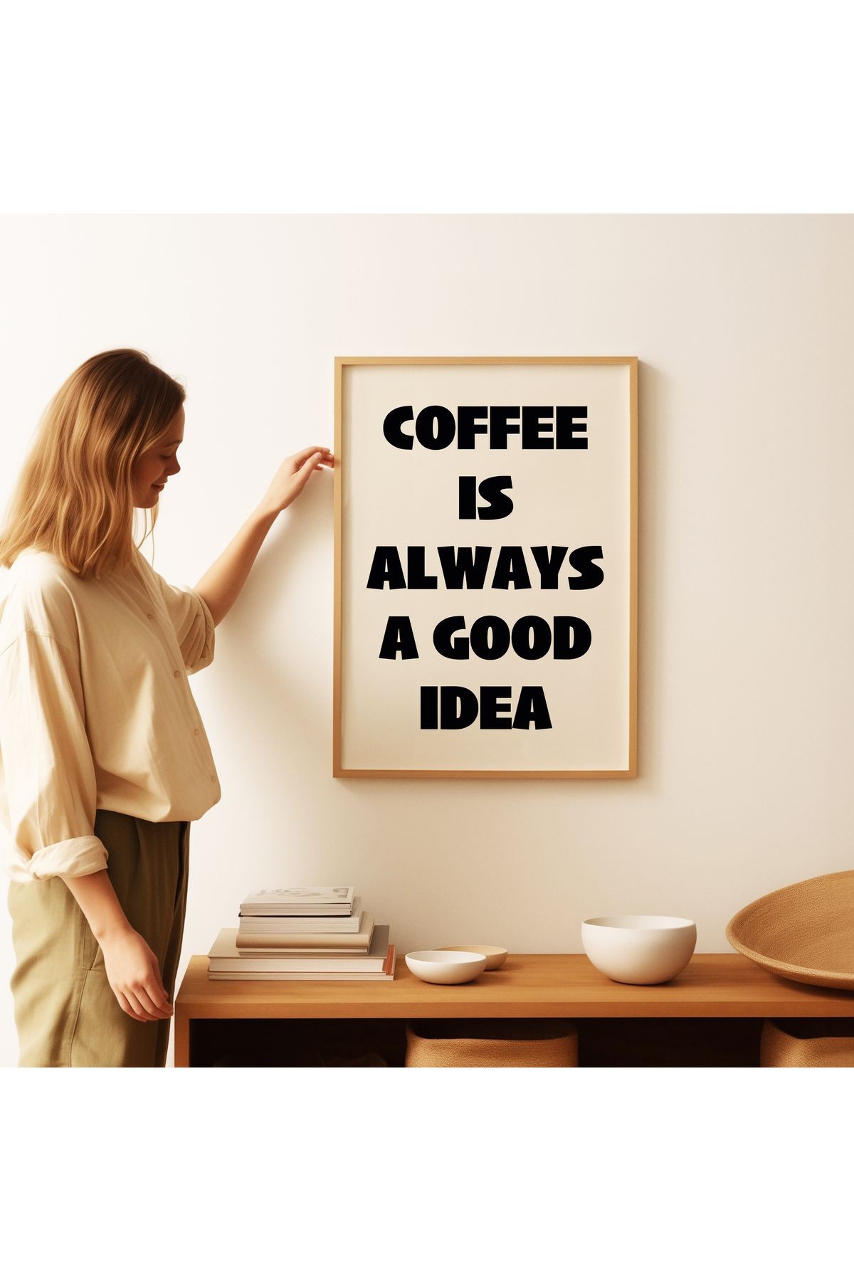 Coffee is always a good idea Poster – Siyah - Modern Tipografi Kahve Posteri - Çerçevesiz Poster